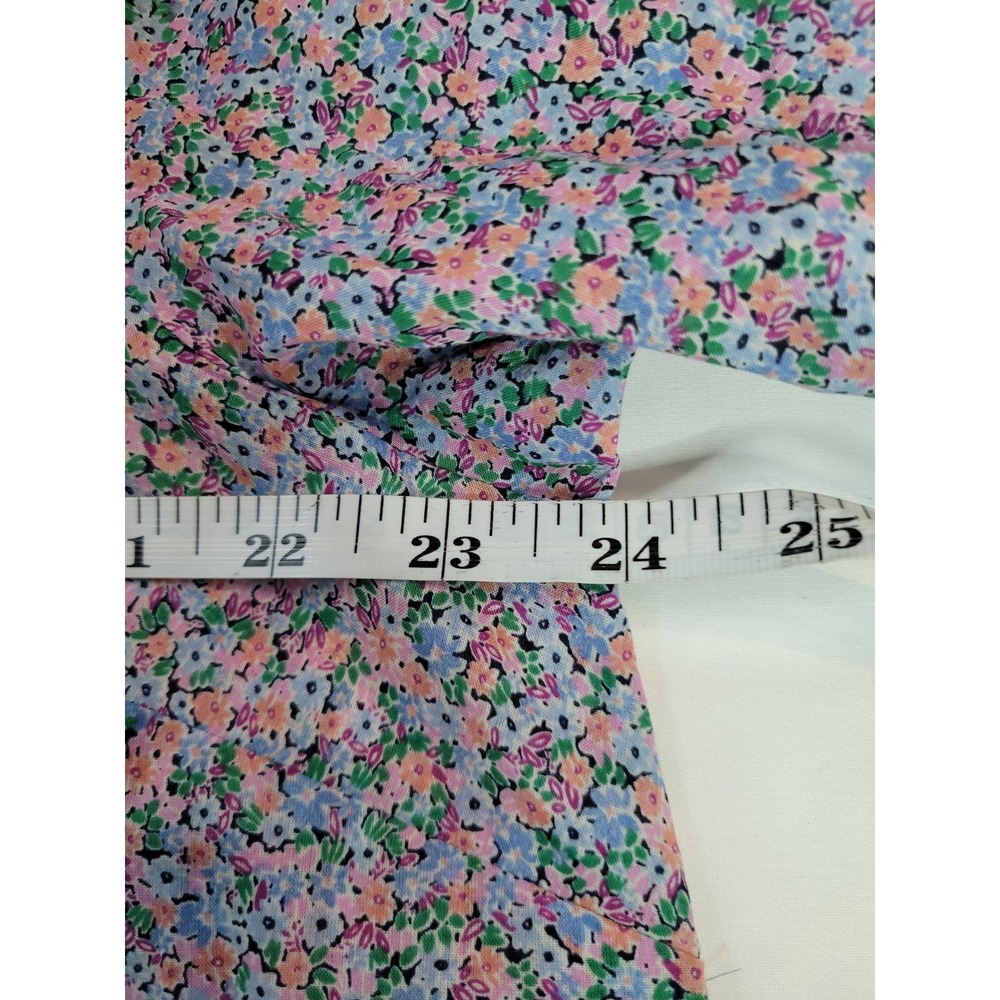 J. Jill Women Large Floral Button Down Shirt 100% Cotton Long Sleeve Blue Pink - Picture 4 of 9